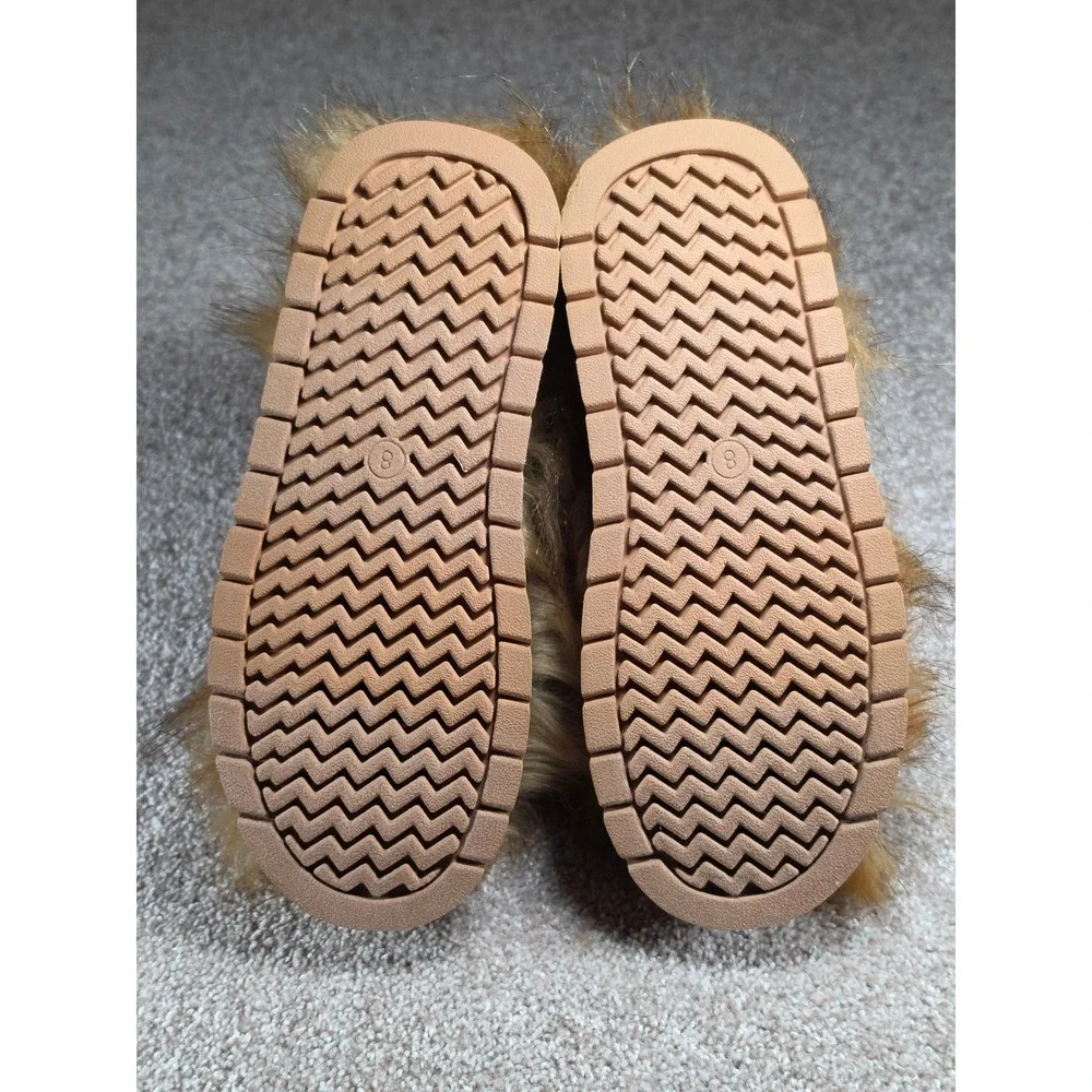 A New Day Womens Faux Fur Memory Foam Platform Boots Tan Terra Size 8 NWT